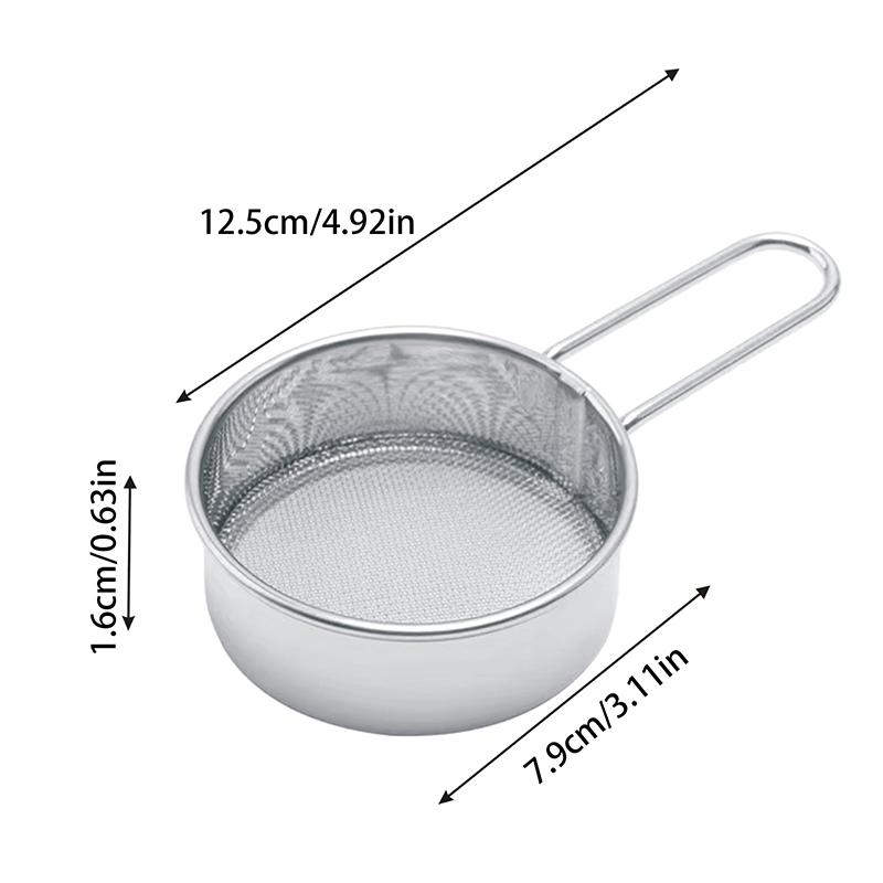 Stainless Steel Flour Sieve Fine Mesh Strainer Baking Flour Sifter With Handle Handheld Coffee Powder Mesh Sieve Baking Tools