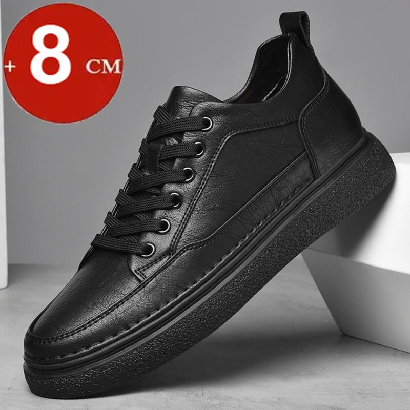 

Кожаные повседневные кроссовки мужские спортивные туфли для скейтборда 6-8 см обувь на платформе увеличивающая рост обувь для увеличения роста 37