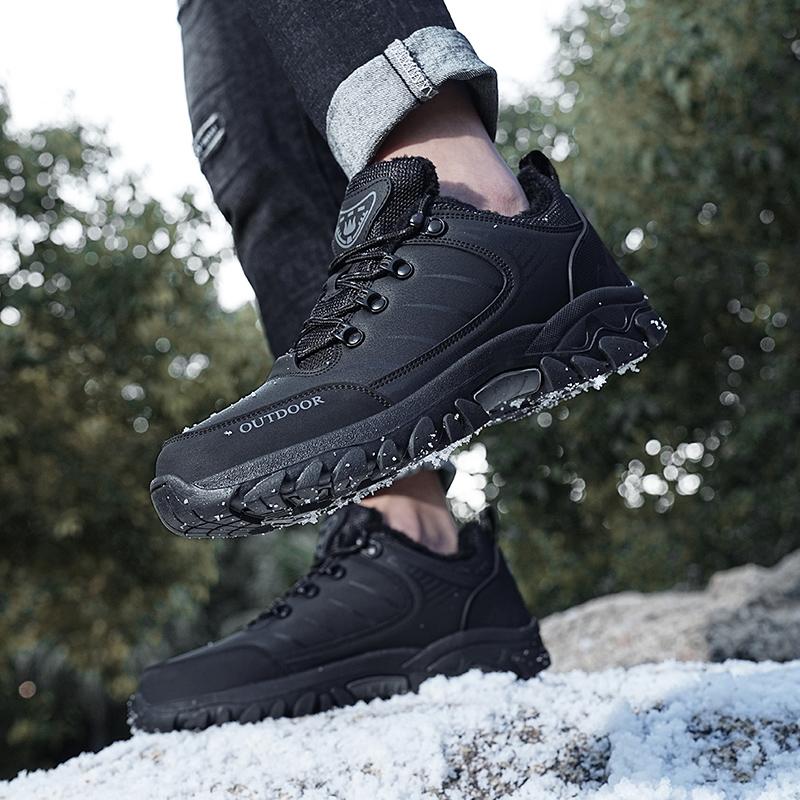 Anti-slip Men's Winter Sneakers Warm Outdoor Hiking Shoes Plush Casual Sports Shoes for Camping Climbing Trekking