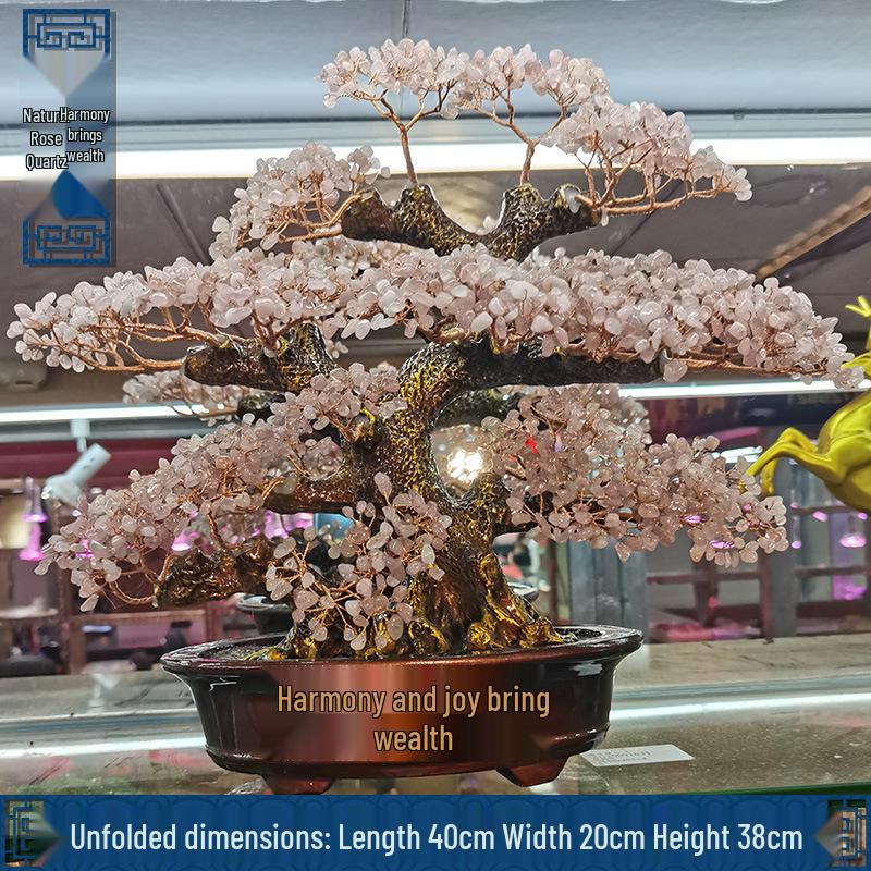 Pink Crystal Money Tree: Attracts Wealth and Enhances Relationships - Perfect for Living Rooms, Offices, Housewarmings, and Ceremonies
