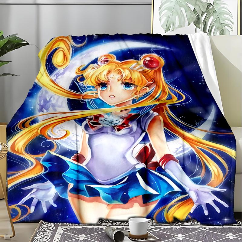 Moon Princess Print Flannel Blanket, Soft Warm Lightweight Throw Blanket for living Room,Sofa Bed Camping office
