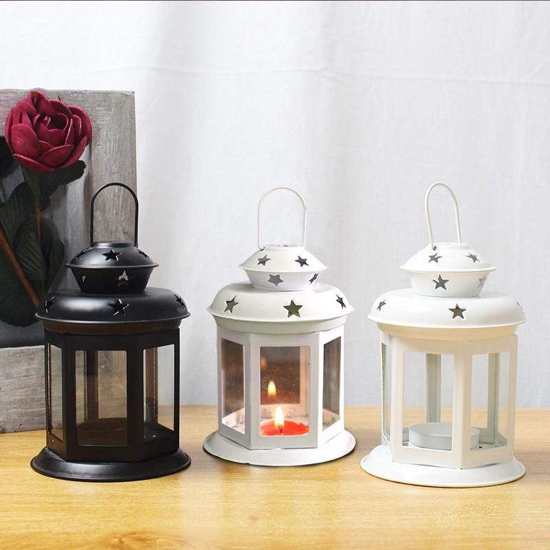 1PC Durable Safe Environmentally Friendly Sturdy Romantic Retro Atmosphere Iron Table Decoration Hand-held Candle Holder 15X9.5CM