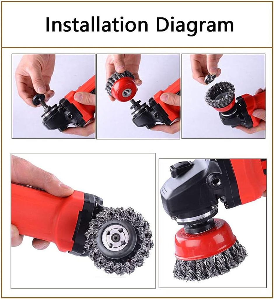 Twisted Steel Wire Wheel M10-M14 Brush Strong Paint Remove Rotary Twist Knot Deburring 2.5-6 Inch For Metal Angle Grinder