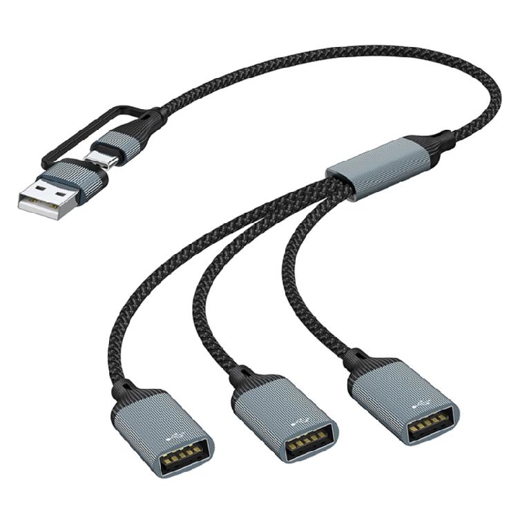 USB Type C to USB Adapter Type C Male to 3 USB 2.0 Female Adapter Extension Connector Type C OTG Cable for Laptop Tablet