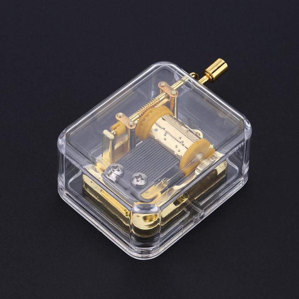 Acrylic Hand Crank DIY Music Box Movement Mechanical Crafts Part Gift