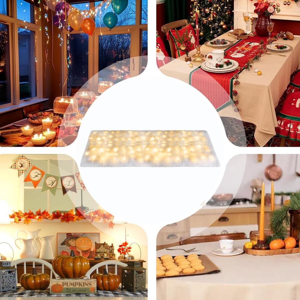 Christmas Snow Blanket Roll Soft Christmas Snow Blanket with Led Lights 8 Lighting Modes Fake Mat Tablecloth for Indoor Outdoor