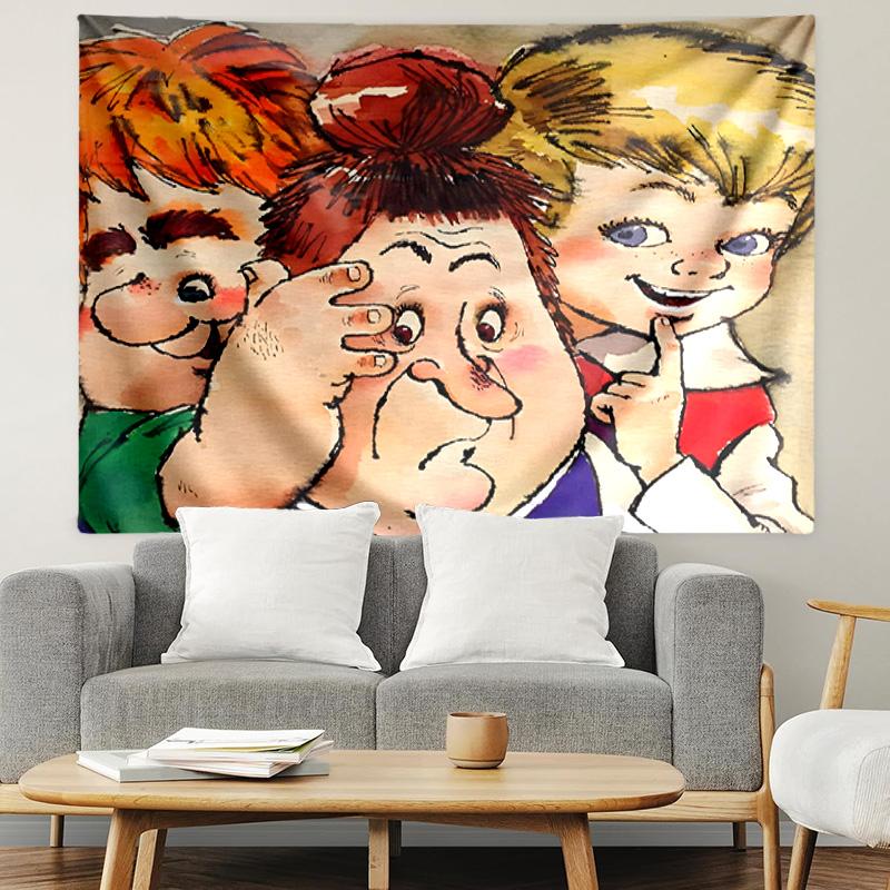Karlsson auf dem Dach Druck Wandteppich, Leichte Wanddekoration, für Schlafzimmer, Studentenwohnheim, Wohnzimmer, Heimkunstdekor, Geburtstags-Weihnachtsgeschenk für Freunde