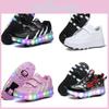 Led Skate Sneakers For Kids And Adults With Dual Row Pu Wheels For Outdoor Recreational Use