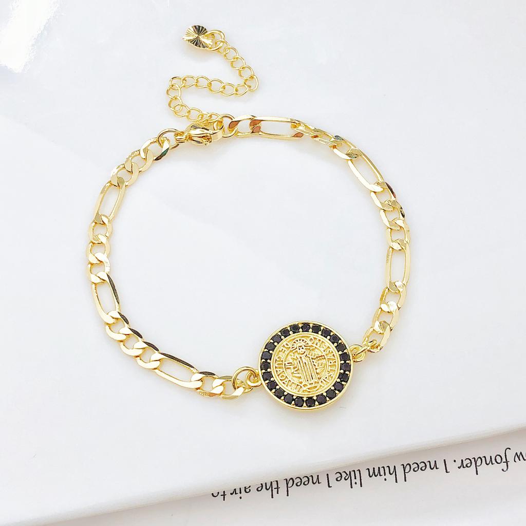 Fashion Men Women Religious Figure Adjustable Bracelet High-Quality Party Gold-Plated Zircon Jewelry for Daily Wear