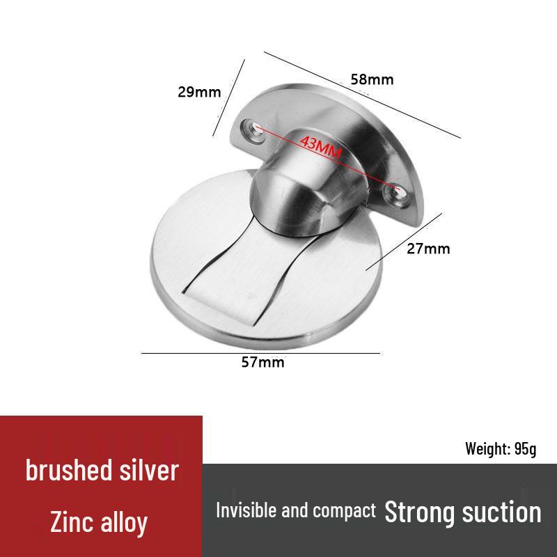 Invisible Zinc Alloy Magnetic Door Stopper & Silent Anti-Collision Closer for Bedroom/Bathroom.