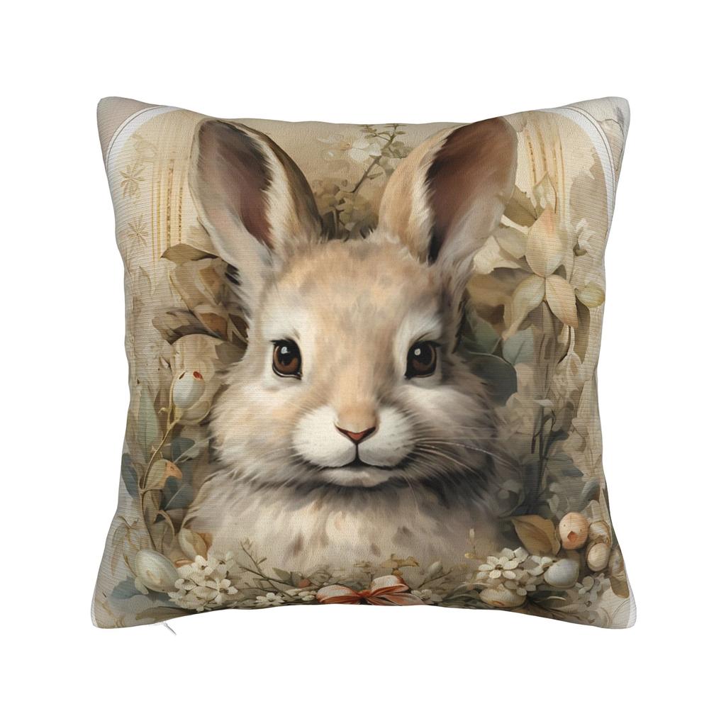 Eggs Easter Bunny Square Pillow Case Polyester Cushions for Sofa   Novelty Pillowcover Home Decor