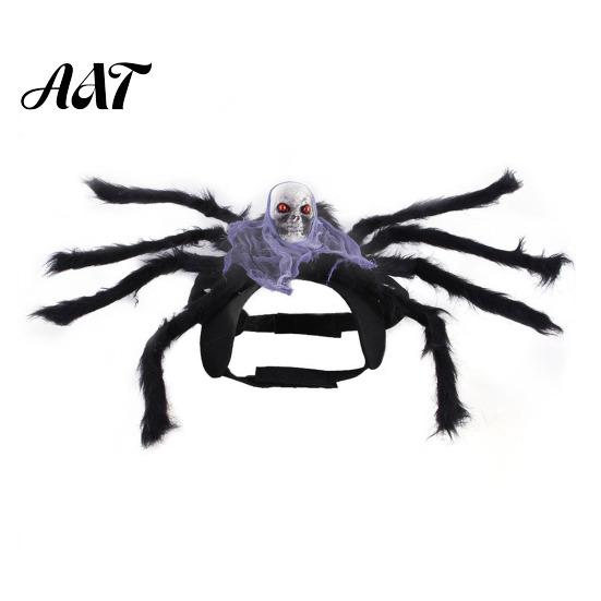Non Restraining Pet Clothing for Active Pets Spider Costume, Halloween Cat Outfit with Skull Face, Black Cute Transformation Birthday Holiday Apparel