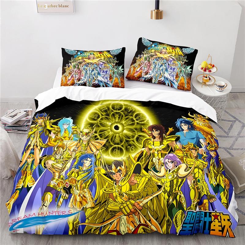 Cartoon 3d Saint Seiya Printed Bedding Set Anime Duvet Cover Pillowcase Adult Kids Comforter Cover Set Twin Full Queen King Size