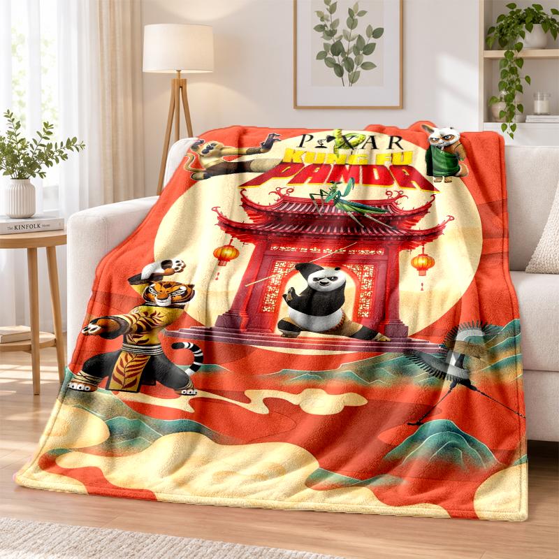 Kung Fu Panda Flannel Throw Blanket Soft Warm Cozy For Sofa Bed Indoor Home Bedroom Use