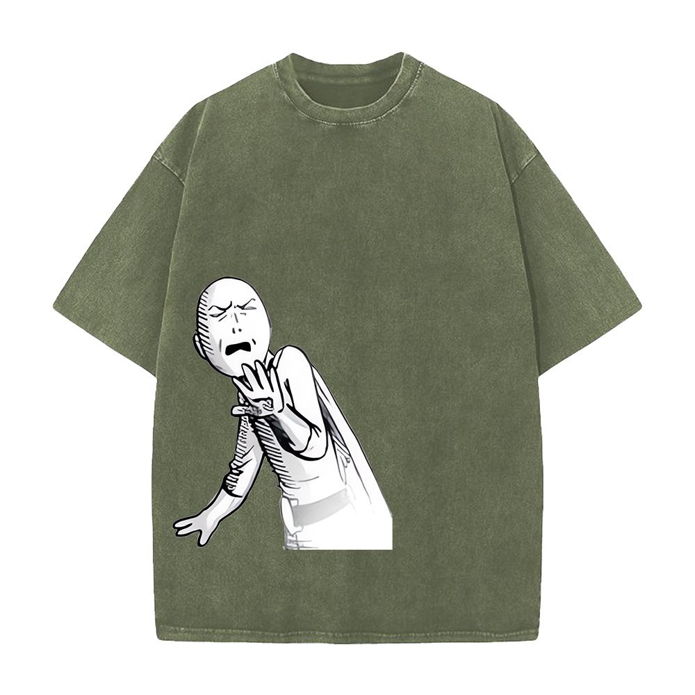 

Saitama One Punch Man Funny Graphic T Shirt Men Women Cotton Tshirts Vintage Washed Tee Harajuku Male Casual Oversized T-shirt S темно-зеленого