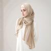 Muslim Pleated Chiffon Hijab Bright Striped Silk Long Scarf For Women Scarves Bandana Headband Headscarf Shawl Woman Turban