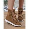 2025 Winter New Lace-up Warm Cotton Shoes Women's Flat Fleece Thickened Plus Size Snow Boots