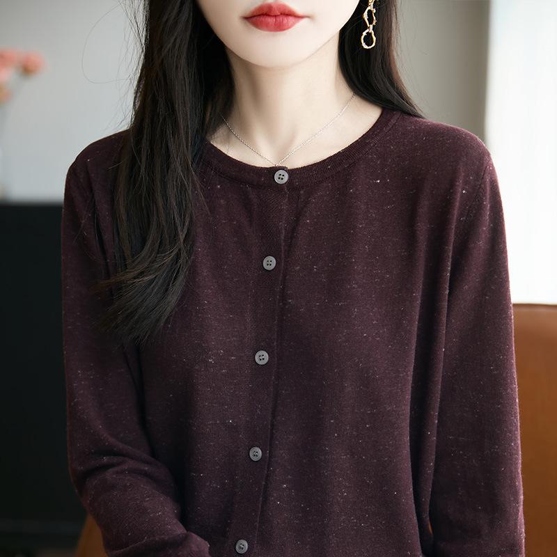 Women's Versatile Long-Sleeved Cardigan: Snowflake Dot, High-Grade Imitation Wool Knit Sweater