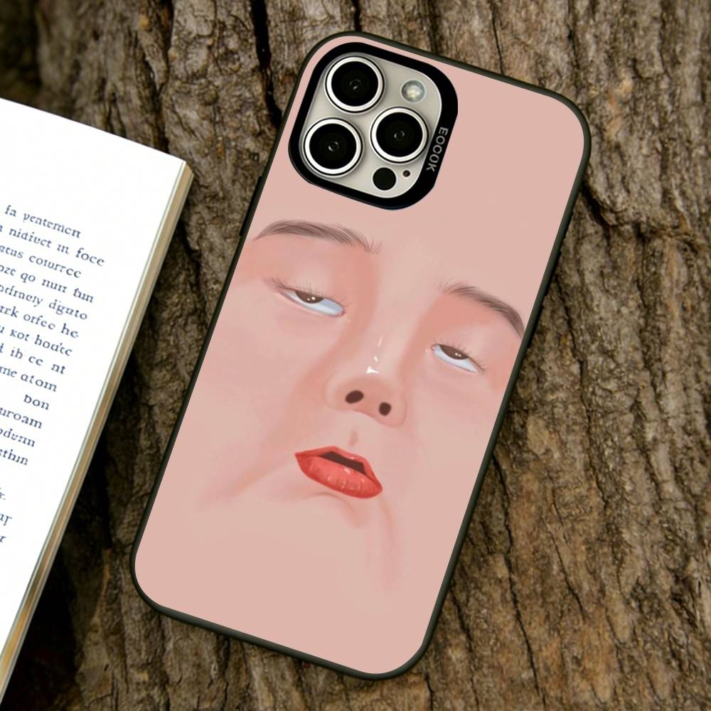 Abstract facial expression Phone Case For iPhone 17,16,15,14,13,12,11 Plus,Pro Max,XS,Colored Silver Plated Inside Cover