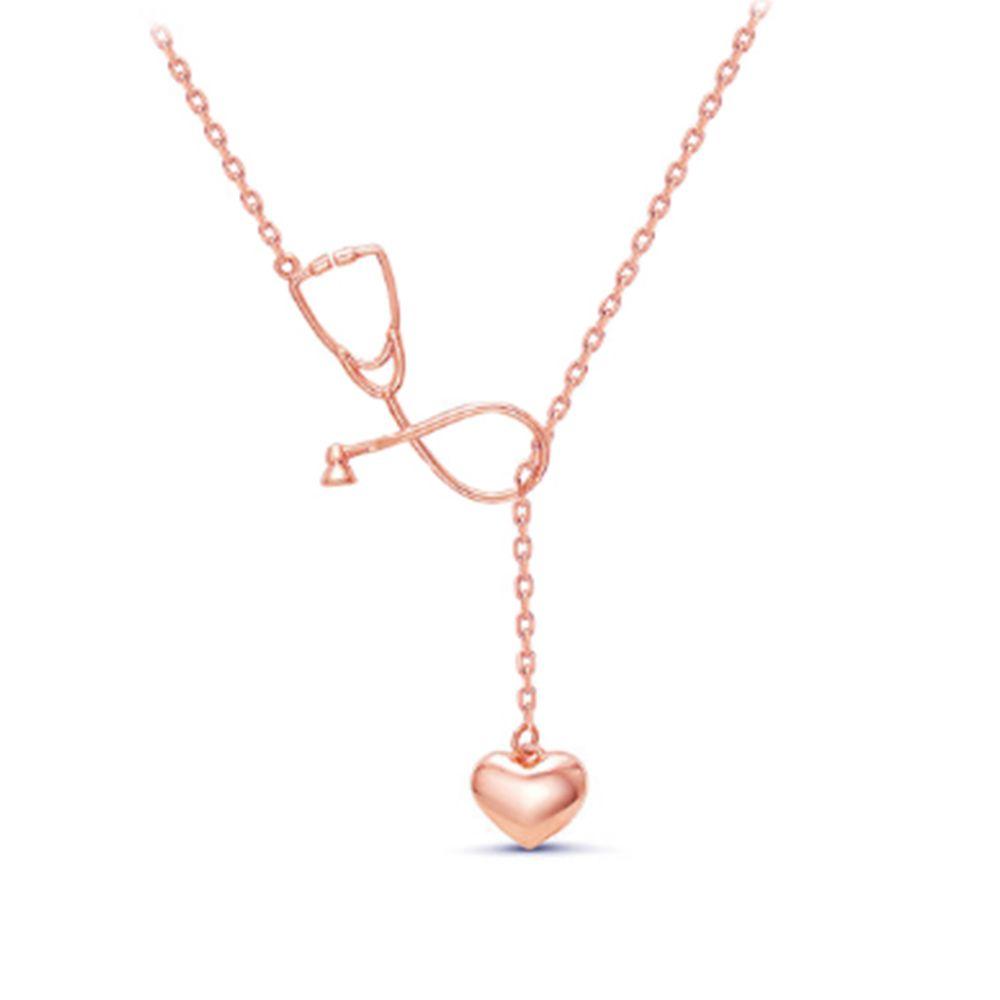 

Подарок Новейшая подвеска Доктор Студент-медсестра Ювелирные изделия Сердце Стетоскоп Ожерелье розового золота