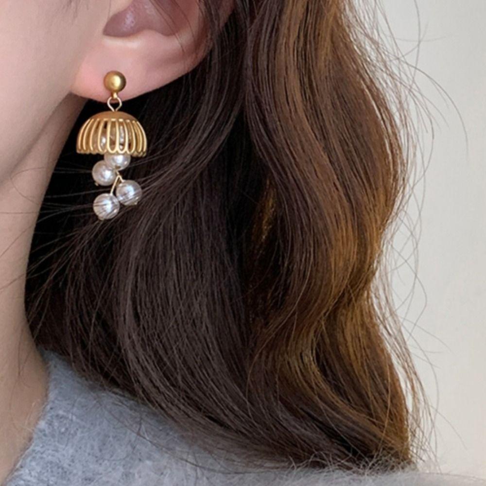 Ohrringe im französischen Stil, Glockenform, Traubenform, schicke elegante Ohrringe, Mode-Perlen-Hängeohrringe, Frauen
