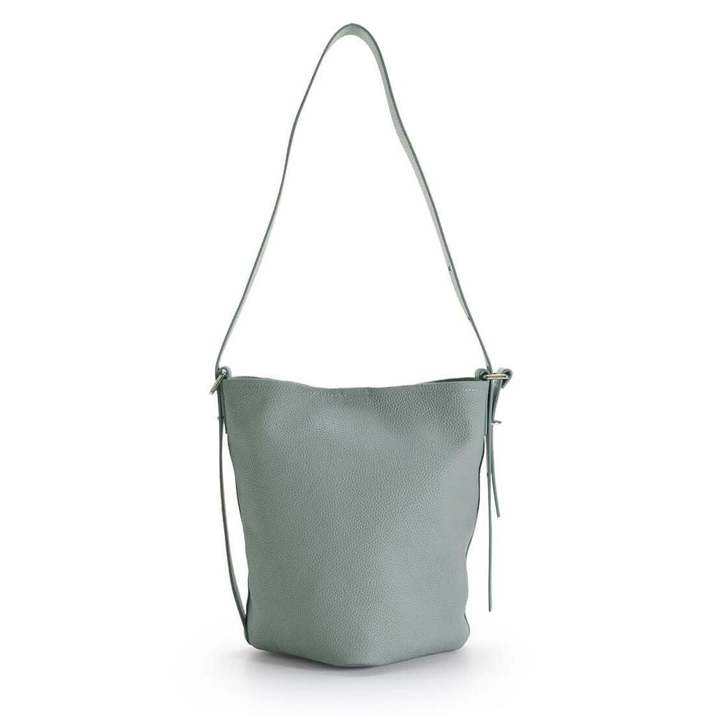 Barcos Bucket-Shaped Shrink Leather Shoulder Bag, Unique Design for Women, More Storage Than It Looks, Black