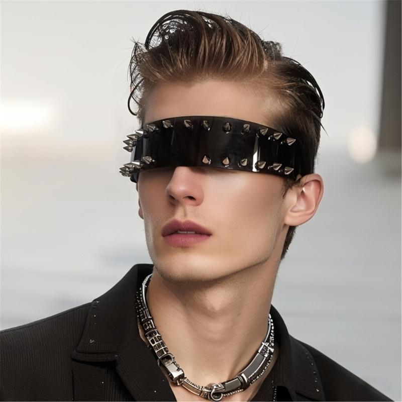 Punk Rivets Sunglasses Lightweight PC Studs Party Dance Eyewear For Outdoor Sports And Street Fashion