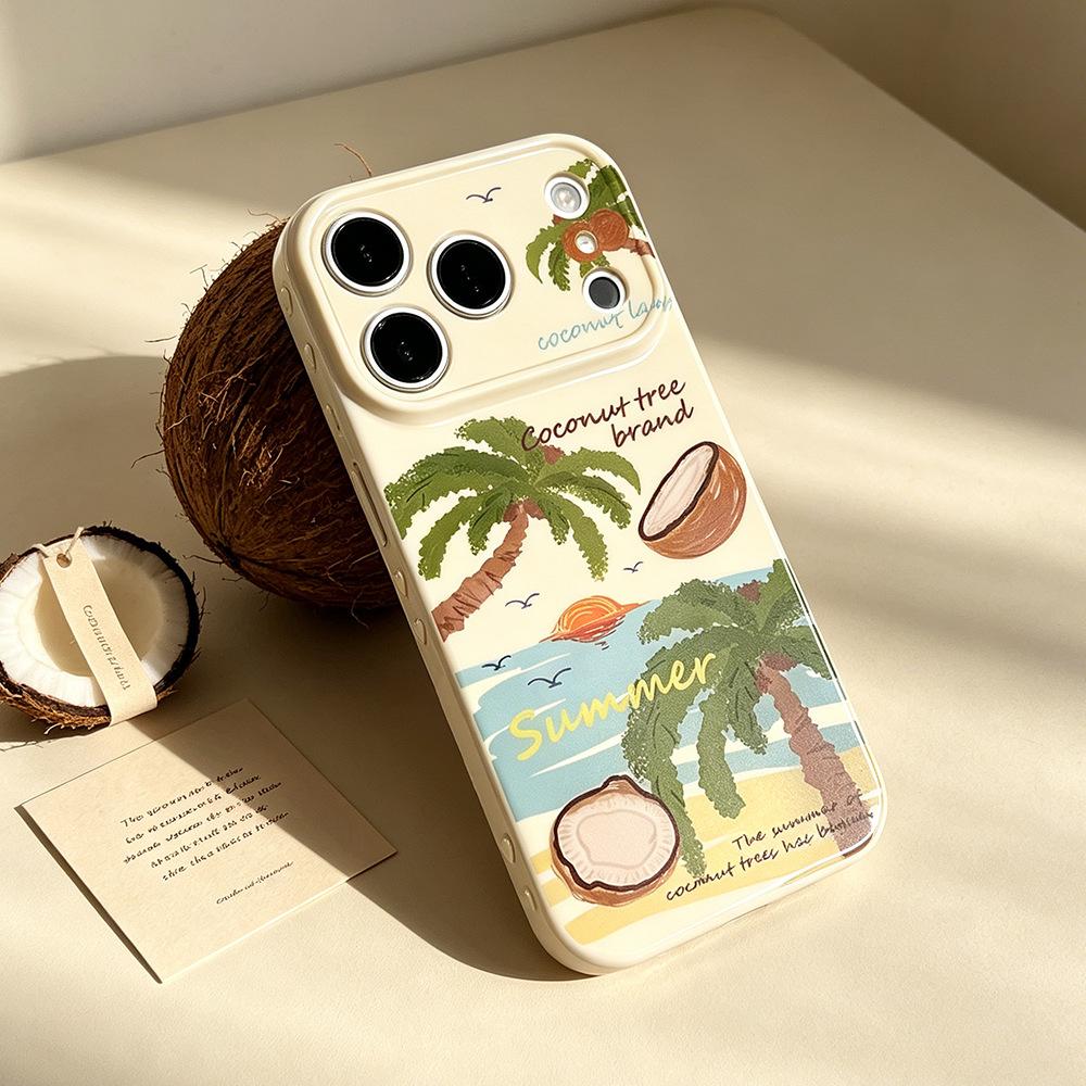 Summer coconut tree is suitable for iPhone17PM mobile phone case, anti-drop Apple 16/15Pro new 17 protective case idea