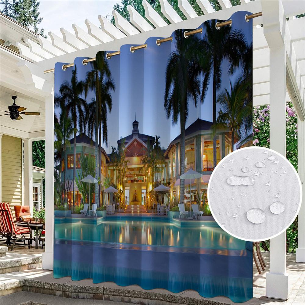 Terrassen Vorhänge Outdoor Wasserdicht Thermisch Isoliert Vorhang Gartentür Pool Hütte Pavillon Laube Pergola Vorhänge Lichtblockierend Hergestellt Aus Polyester