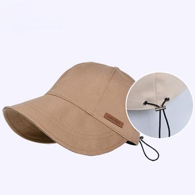 Fisherman Cap Sun Hat Portable Foldable Wide Brim Sun Protection Hats Summer Adjustable Drawstring Caps Beach Cap