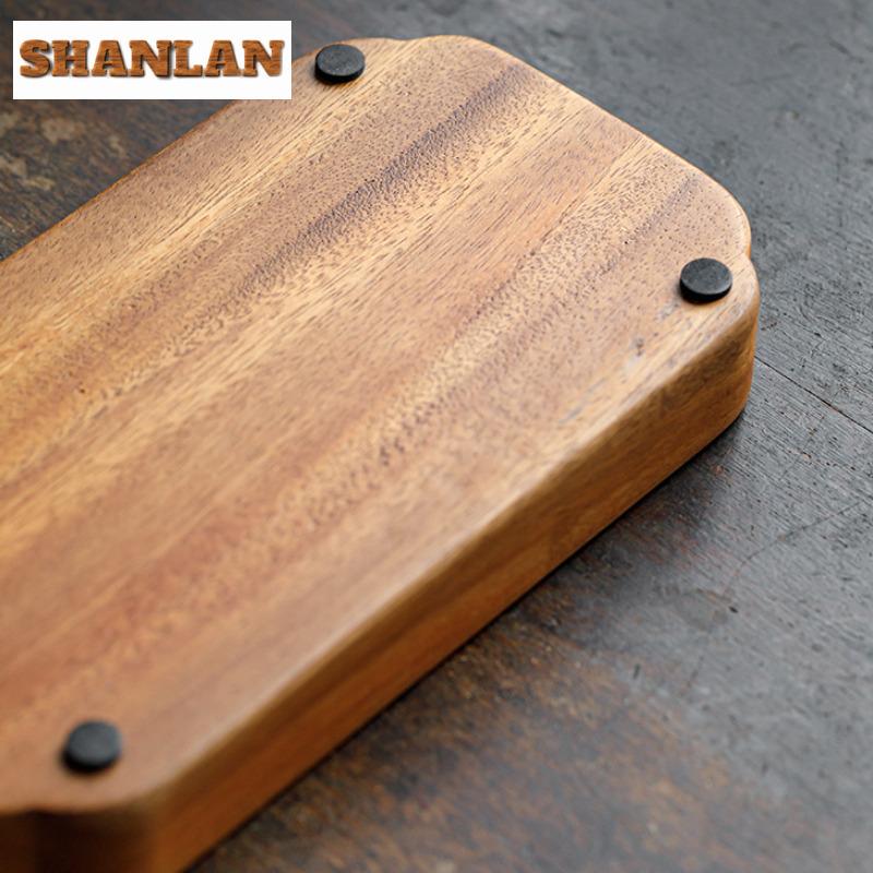 Walnut Wood Bamboo Mat Water Storage Tea Tray Snack Plate Coffee Storage Board Decorative Tray Dishes For Serving Drinkware