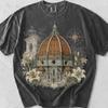 Florence Cathedral Dome Sketch Tee: Renaissance Art Comfort Colors Cotton Shirt