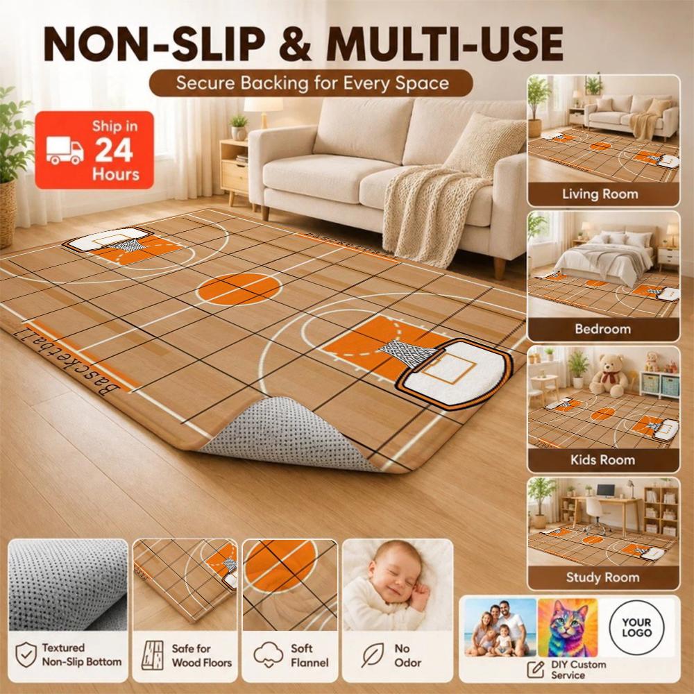 Basketball Court Rectangular Rug Allseason Carpet For Gaming Room Study Living Room Home Party Decor Christmas Gift