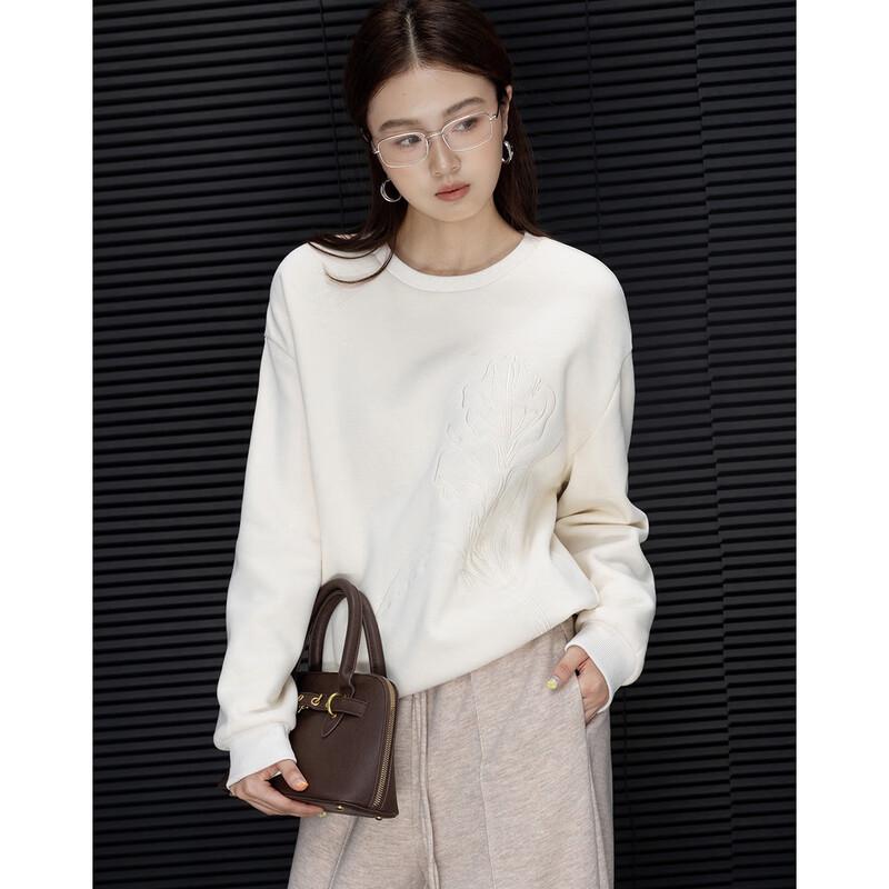 Demana Women's Winter 350G Aolai Velvet Loose Fit Embroidered Sweatshirt