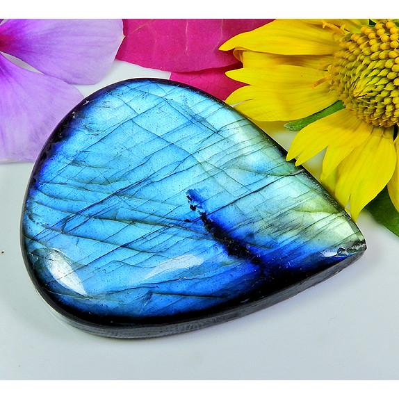 

100% Natural Labradorite Blue Flash Pear Cabochon Loose Gemstone 36X46X07 MM PP-1608