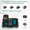 DC18RD 14.4V-18V Replace Charger for Makita 18V Charger, Dual Ports Rapid Charger Compatible with Makita 14.4V-18V Charger DC18RC DC18SF DC18RT &