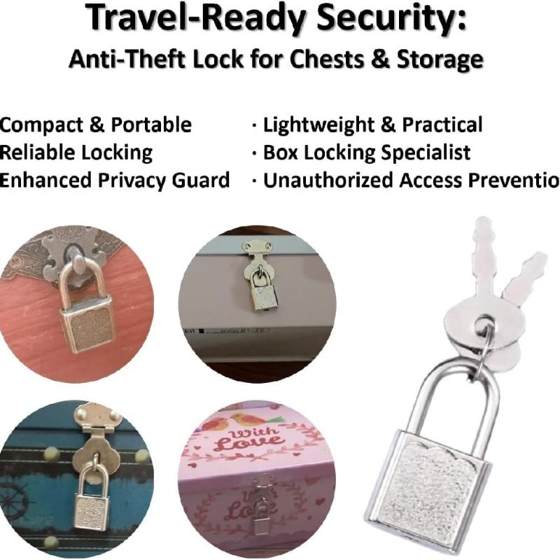 10 ks Mini Roztomilých Visiacích Zámků s Klíči | Malé Zámky na Zavazadla na Šperkovnice, Diáře, Batohy, Cestování a Dekorace | 33mm Kovové Čtvercové Zámky pro Soukromí