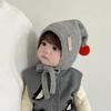 Adjustable Tie Straps Baby Winter Hat Thick Warm Pom Pom Bonnet New Toddler Bonnet  Baby Boys