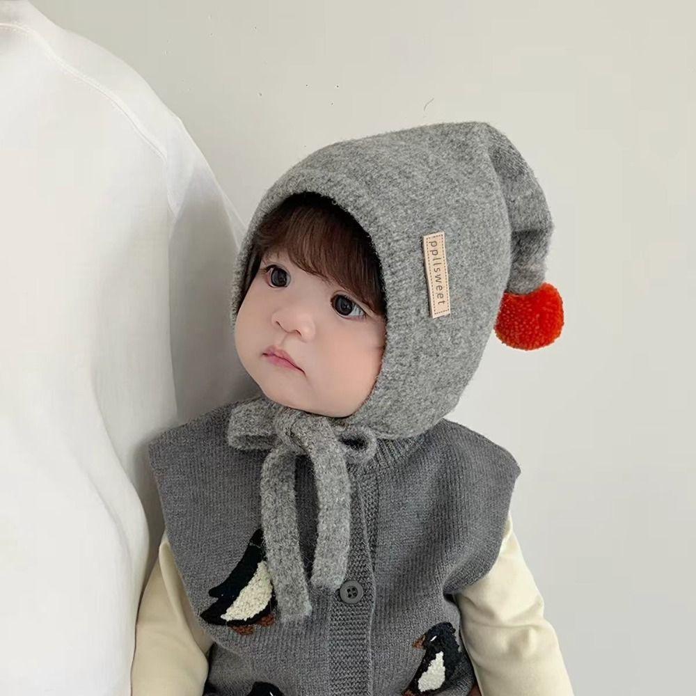 Adjustable Tie Straps Baby Winter Hat Thick Warm Pom Pom Bonnet New Toddler Bonnet  Baby Boys