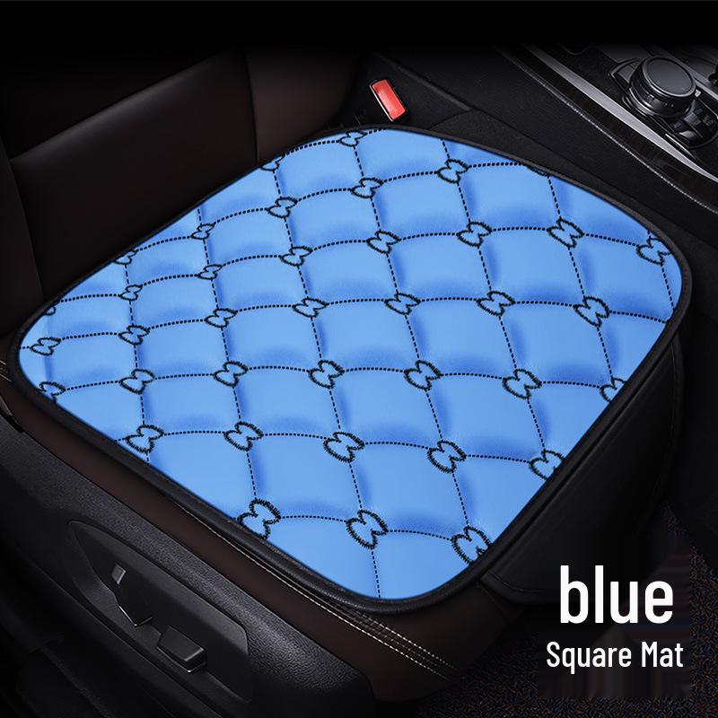 Bamboo Charcoal Leather Car Seat Cushion Set, Three-Piece, No Backrest, All-Season Interior Kit