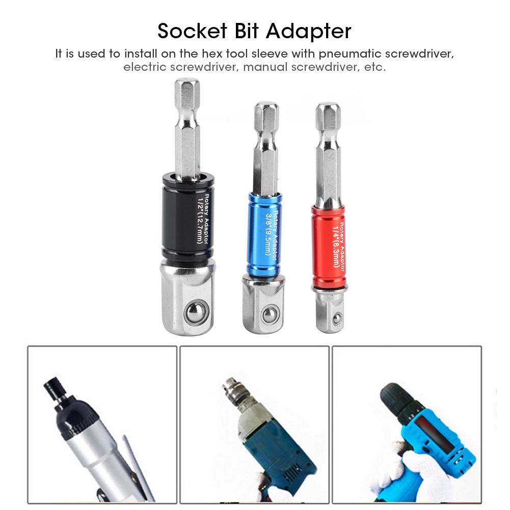 3PcsSet Hex Drill Bit Socket Adapter Drive Electric Impact Driver 14in 38in 12inType C