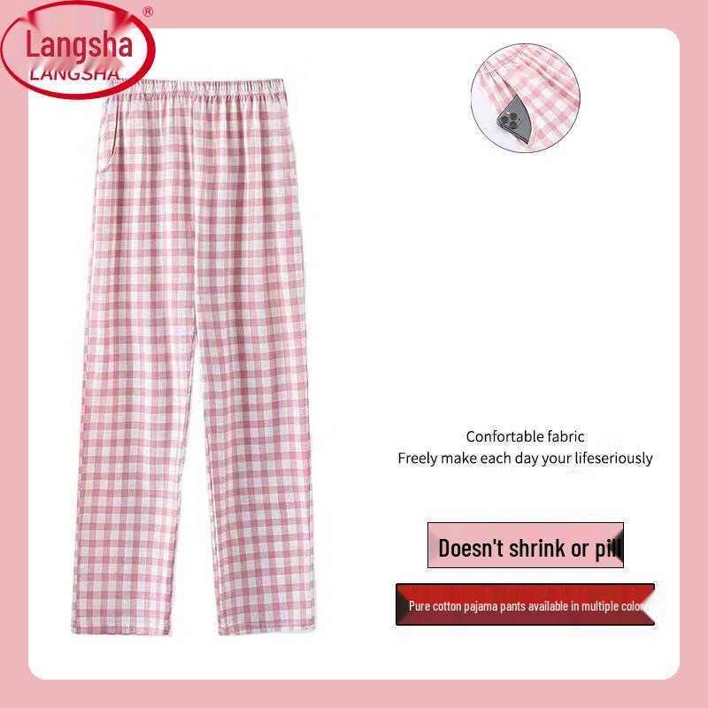 Langsha Women s Plaid Cotton Lounge Pants M (80-100 jin)