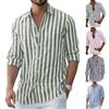 Men's Casual And Trendy Striped Shirt, Long-sleeved Top, Men's Lapel Button Cotton Shirt