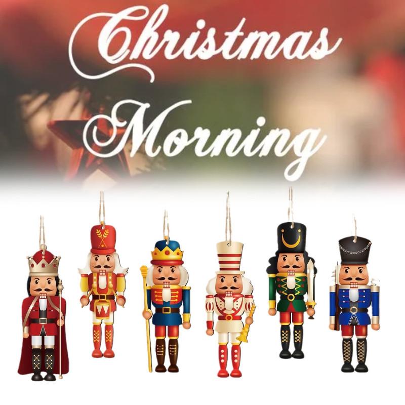 Pcs Nutcracker 6 Soldiers Wooden Pendant Hanging Decorations Christmas Gift