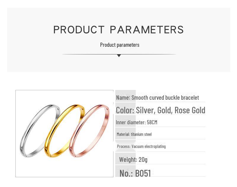 Trendy Women's Stainless Steel Ring Bracelet with Smooth Arc Buckle - Simple and Fashionable Design