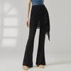 Pantalon de Danse Moderne Femme Long Micro-Évasé Pantalon Latin Jupe Wrap en Maille Costume de Pratique Classique Vêtement de Danse en Ligne de Scène Féminin