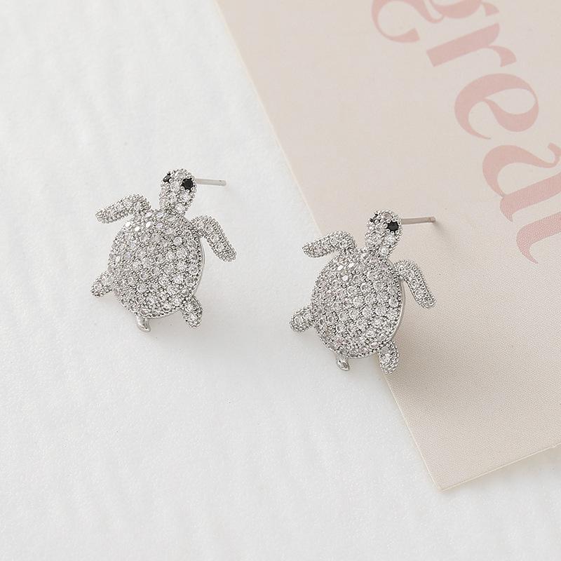 18K Gold Plated Sea Turtle Earrings with Micro-Set Zircon