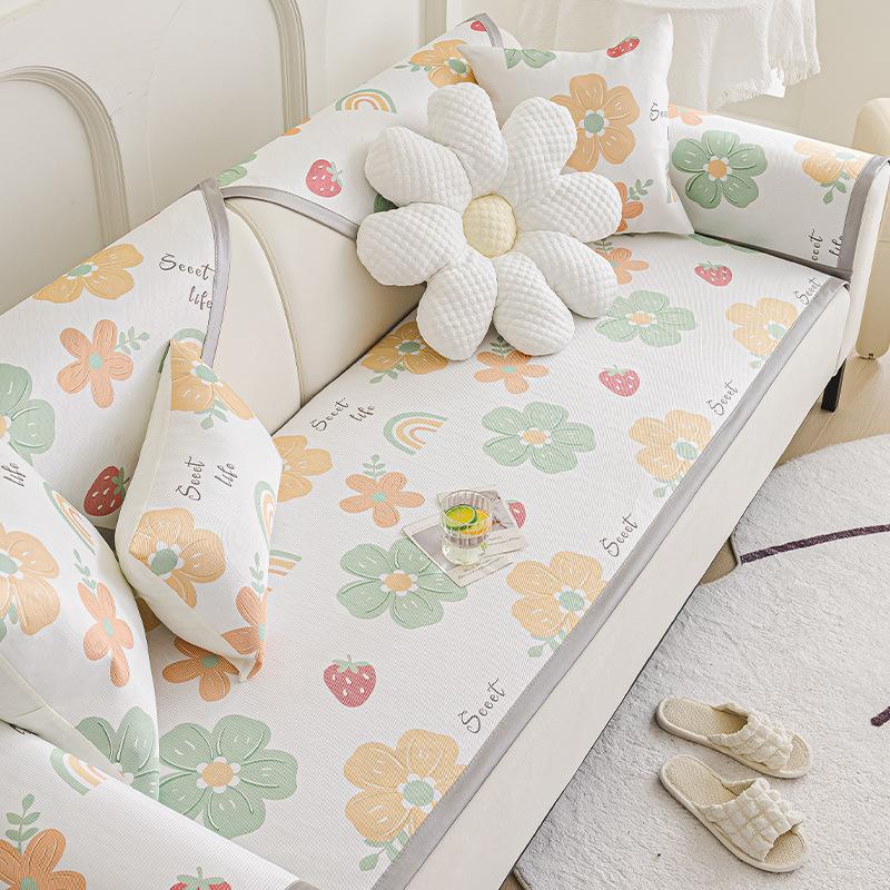 Neues Eis Seide Sofakissen Sommer Sommer Fixiert Rutschfest Sitzkissen Cartoon Niedlich Sofaüberwurf Überzug Stoff