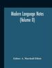 The Modern Language Notes Volume Ii by Editor - Hardback Book
