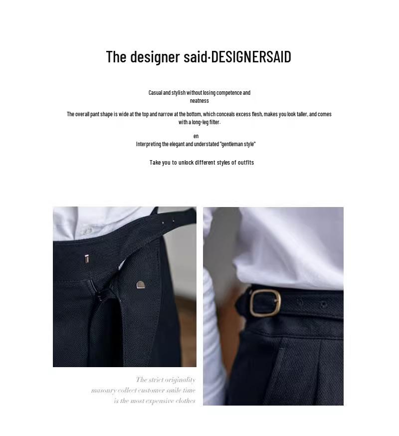 Herren Italienische Neapolitanische High-Waist Gerade Bein Lässige Stoffhose im Britischen Retro-Stil